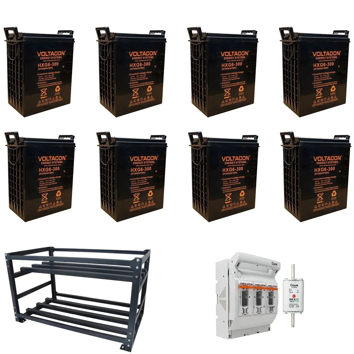 14kWh Energy Storage with Voltacon GEL Batteries 48V On Racks Voltacon