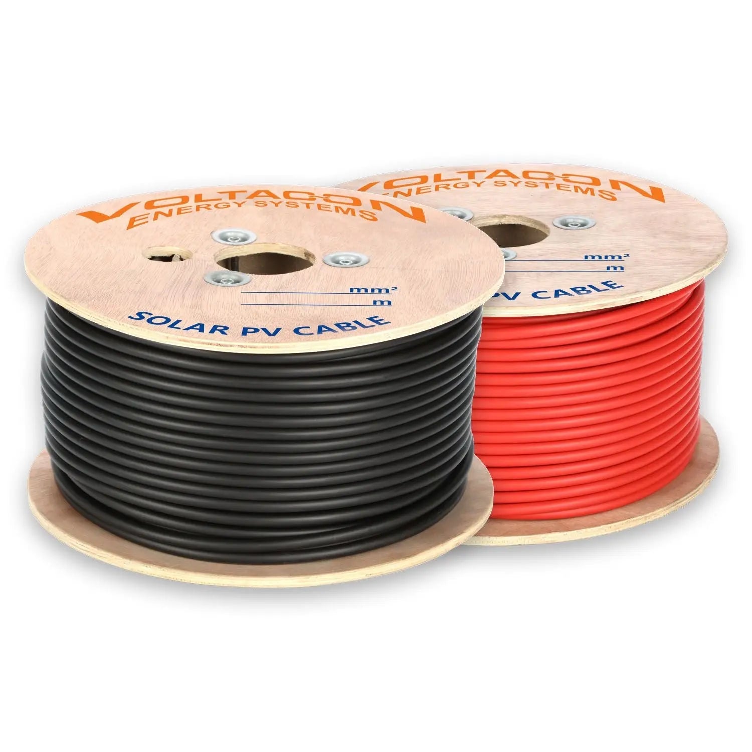Pair Of 500 Meters 10mm² Drum Flexible Double Insulated Solar Cable Black/Red Helukabel