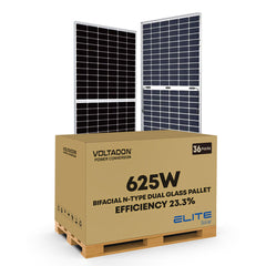 Elite Solar Panel 625Watt Bifacial N-Type Dual Glass Pallet of 36