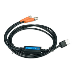 Victron Lithium NG Service Tool USB-C cable with orange connectors and black sheathing on white background.