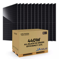 JA Solar Pack of 12 Solar Panels 440Watt Full Black Bifacial JA Solar