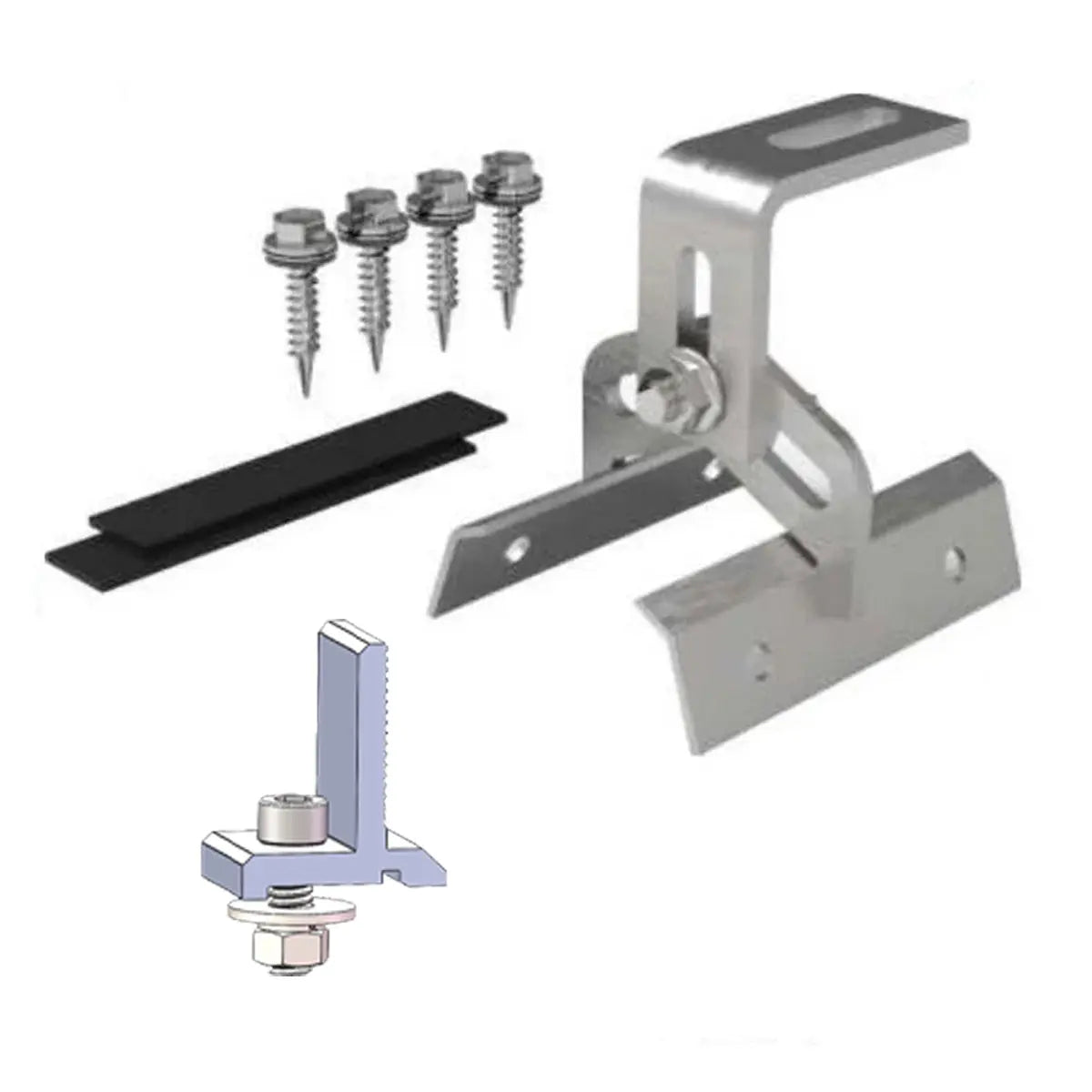 Perfect-fit Trapezoidal Metal Roof Solar Panel Mounting Bracket - Adjustable Voltacon