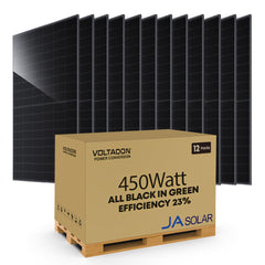 JA Solar Pack of 12 Solar Panels 450Watt Full Black Bifacial JAM54D41-450-LB