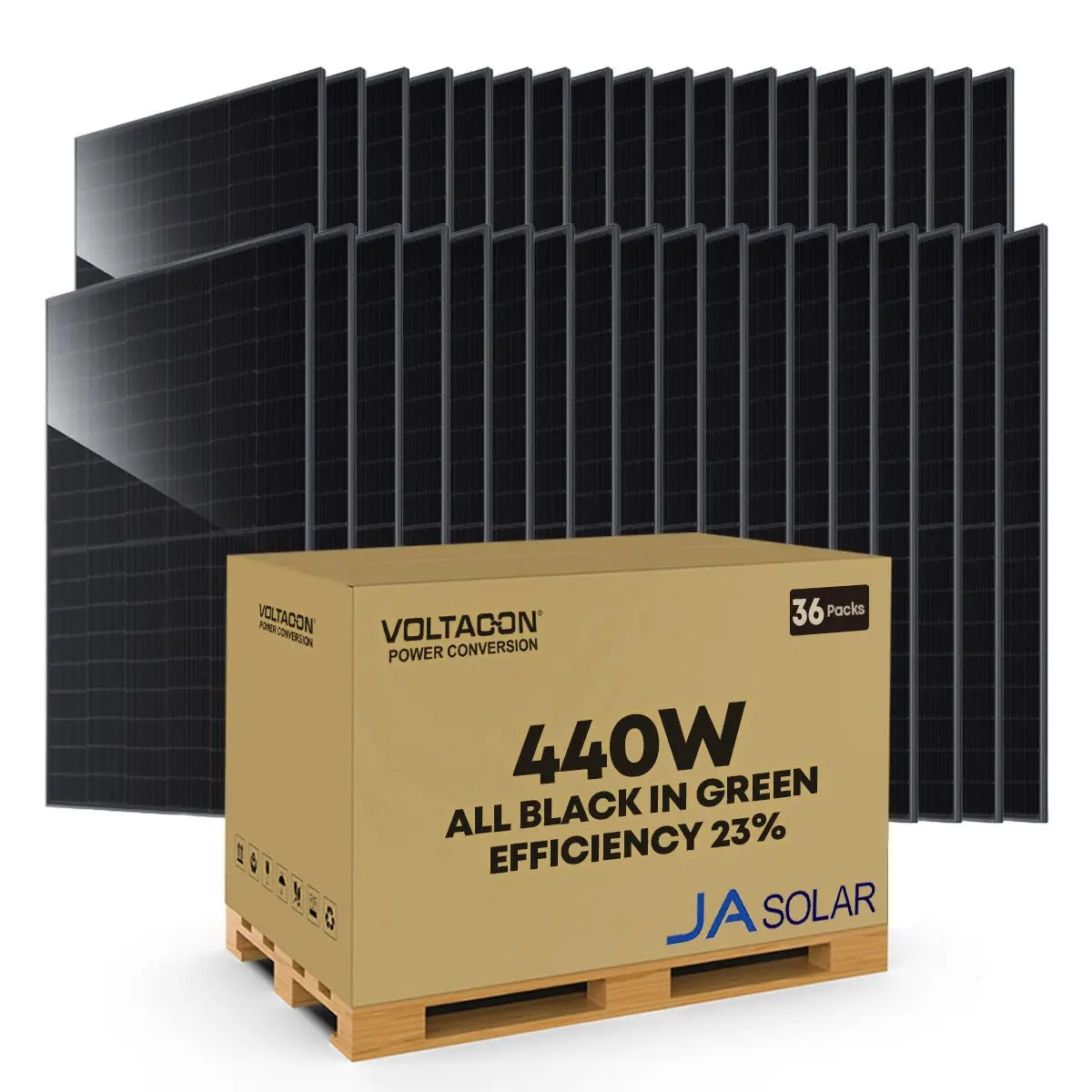 Pallet of 36 JA-Solar 440Watt Deep Blue 4.0 Black Bifacial Photovoltaic Modules JA Solar