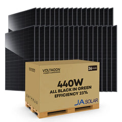 Pallet of 36 JA-Solar 440Watt Deep Blue 4.0 Black Bifacial Photovoltaic Modules JA Solar
