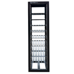 Server rack with metal frame and Pylontech branding on a white background