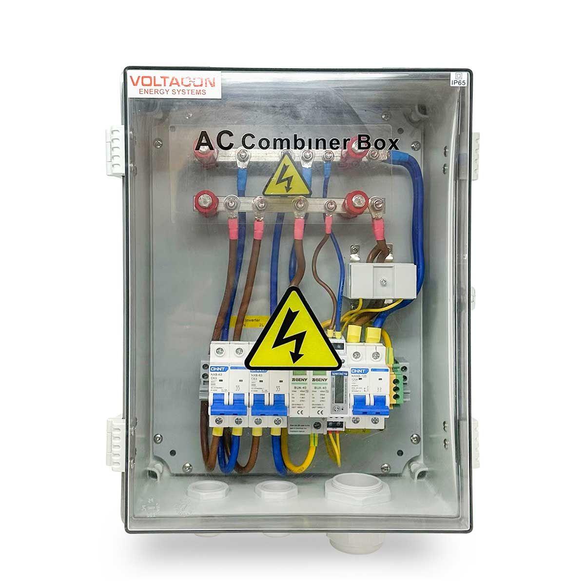 AC Combiner Box 2-ways In, 1-way Output. Twin Solar Inverters In Parallel - VoltaconSolar