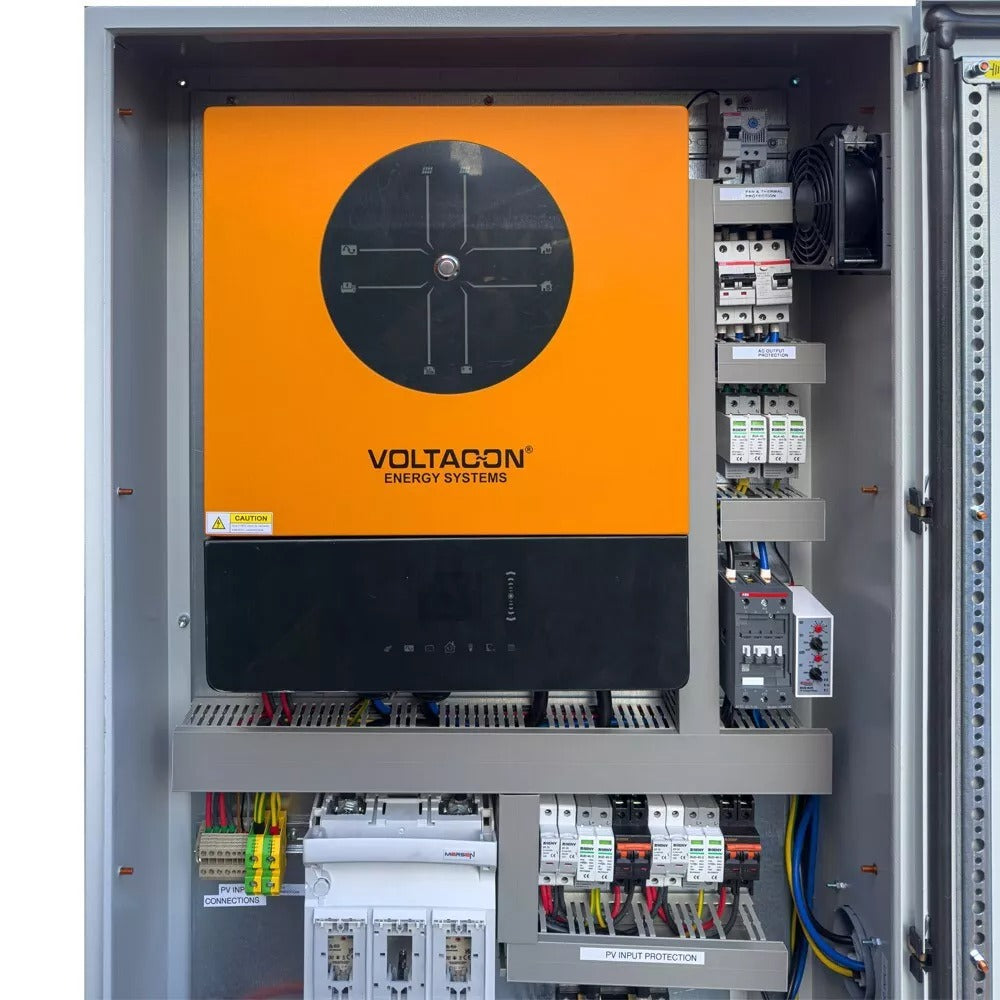 Voltacon 11kW Off Grid Control Cabinet Wired Plug n Play 48V-MPPT Charge 230VAC