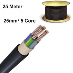 Helukabel 5-core 25mm², 4AWG Black AC Cable 0.6/1kV Three Phase NYY-J