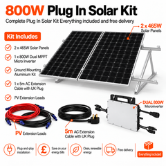 plug and play solar kit 800w with uk plug wifi and ground mounting