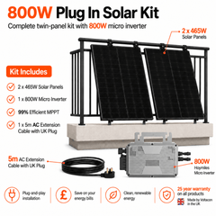 800W Plug-In Solar Kit Hoymiles HF-800-WB with 2x JA Solar 465W Panels
