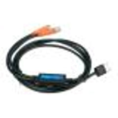 Victron Lithium NG Service Tool USB-A cable coiled with blue connector housing and orange/black connector ends visible.