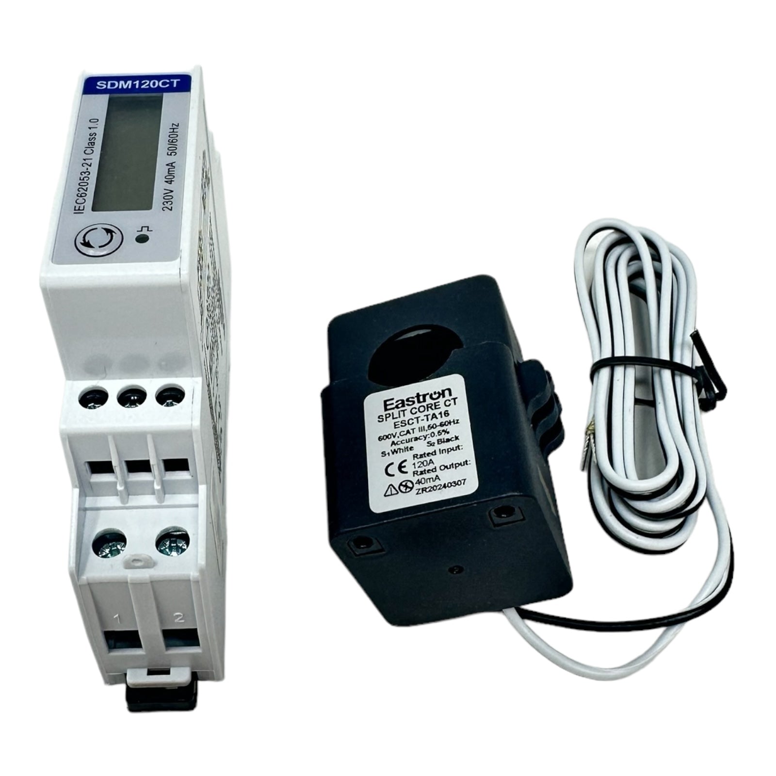 Eastron Single-phase Multifunction Din Rail Meter - SDM120CTM /100mA Modbus with CT-100mA