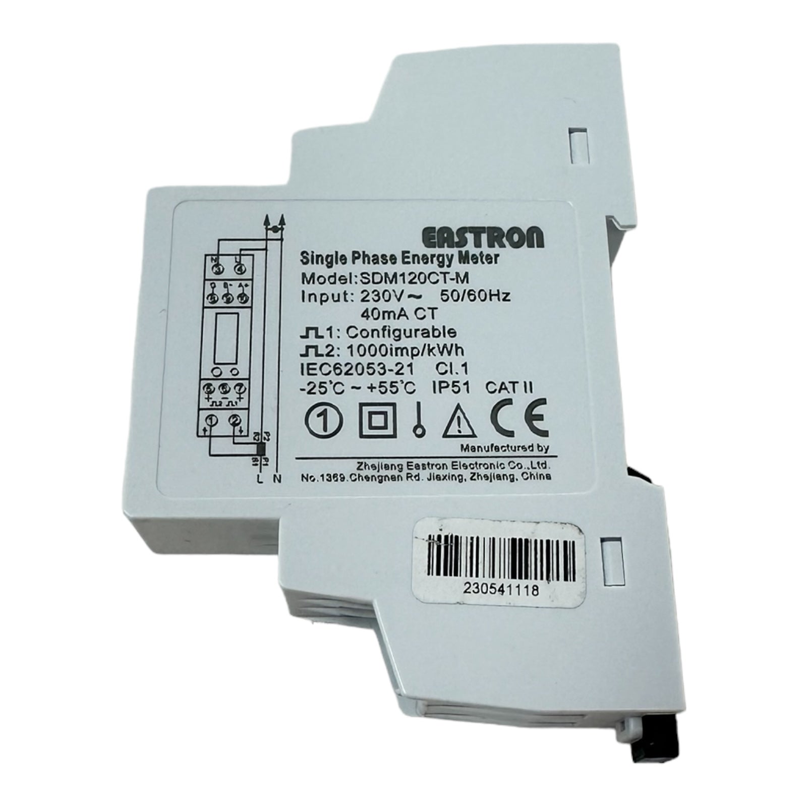 Eastron Single-phase Multifunction Din Rail Meter - SDM120CTM /100mA Modbus with CT-100mA