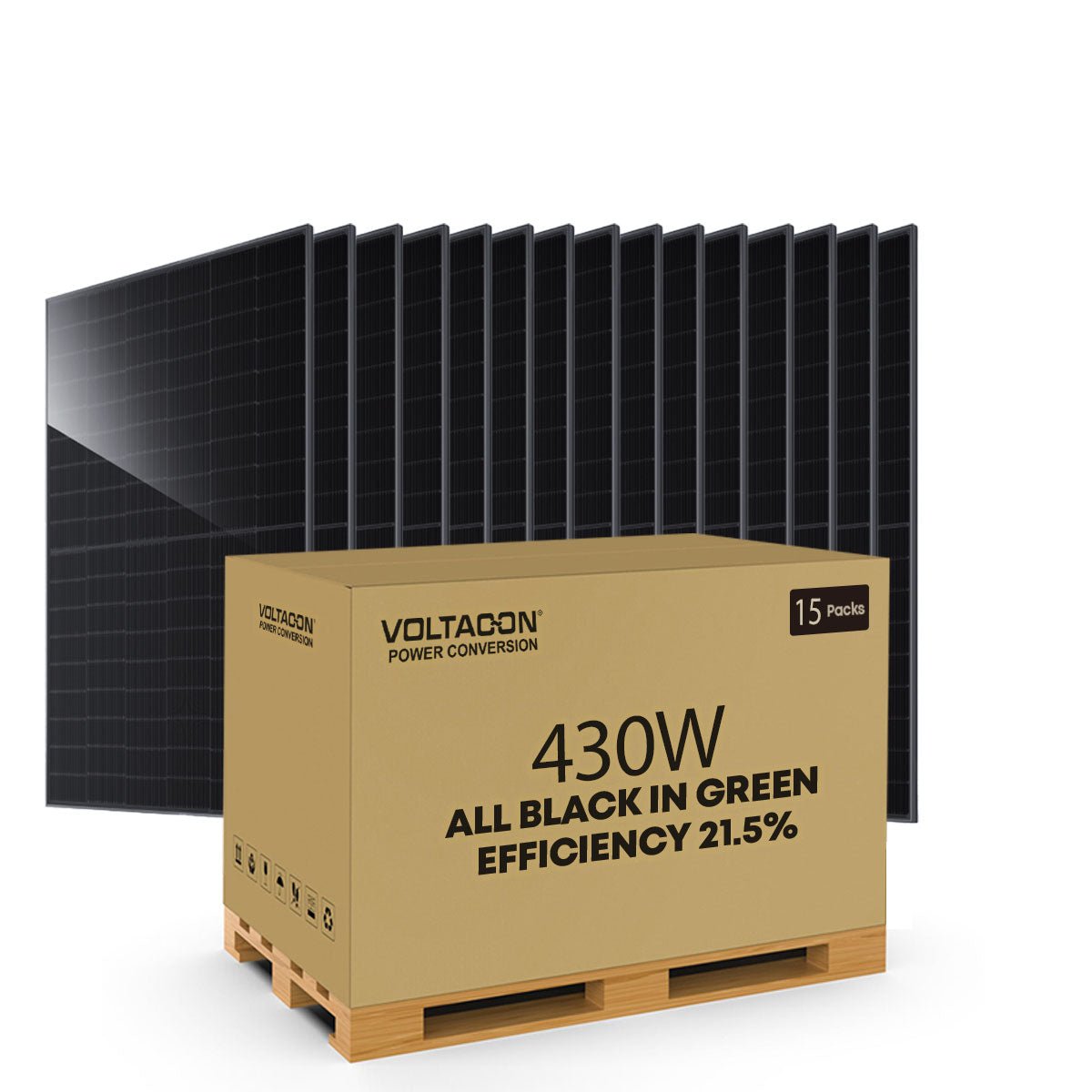 Elite Solar Panels Factory Pallet 15 of 430W Full Black Bifacial Premium Cells