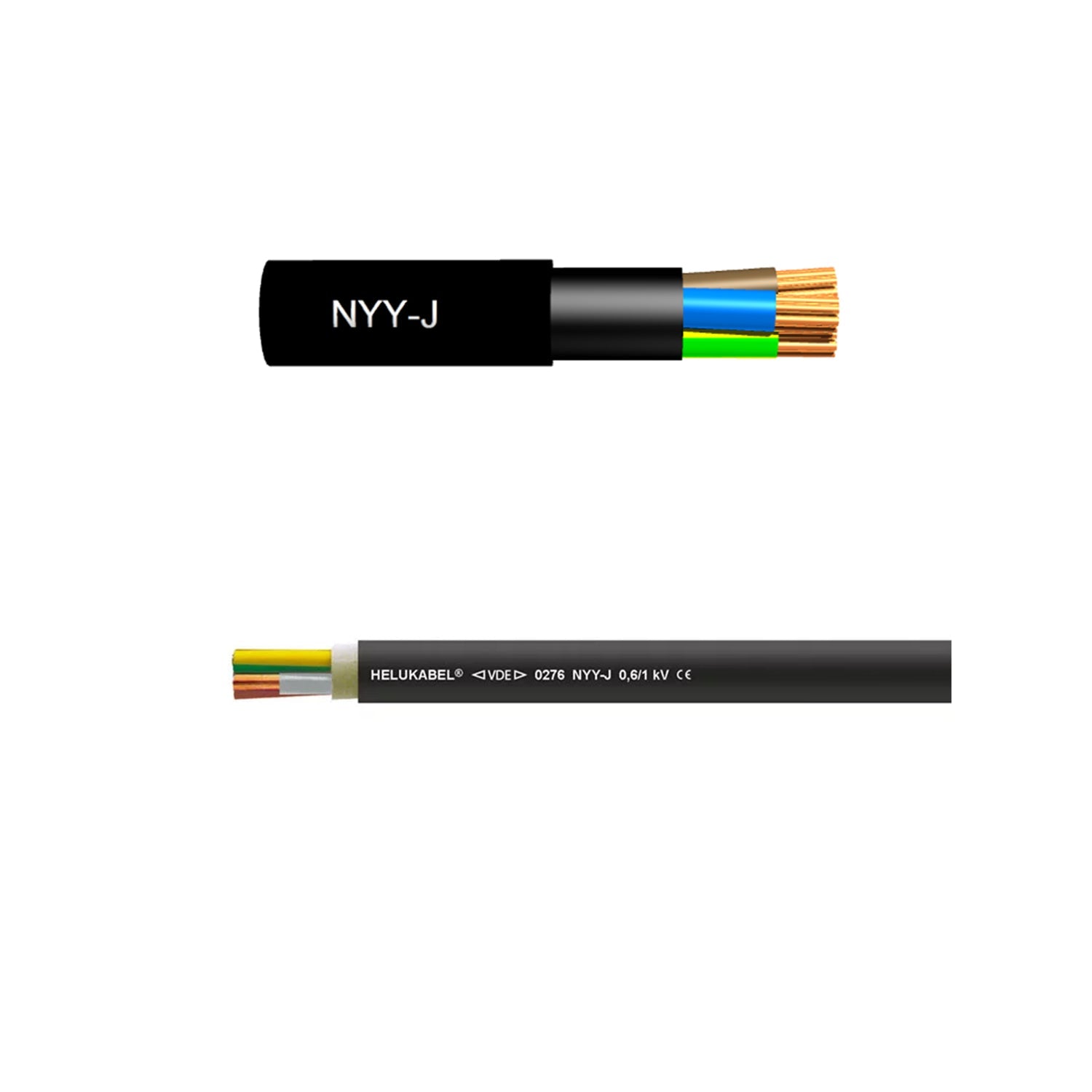 Helukabel 5-core 25mm², 4AWG Black AC Cable 0.6/1kV Three Phase NYY-J