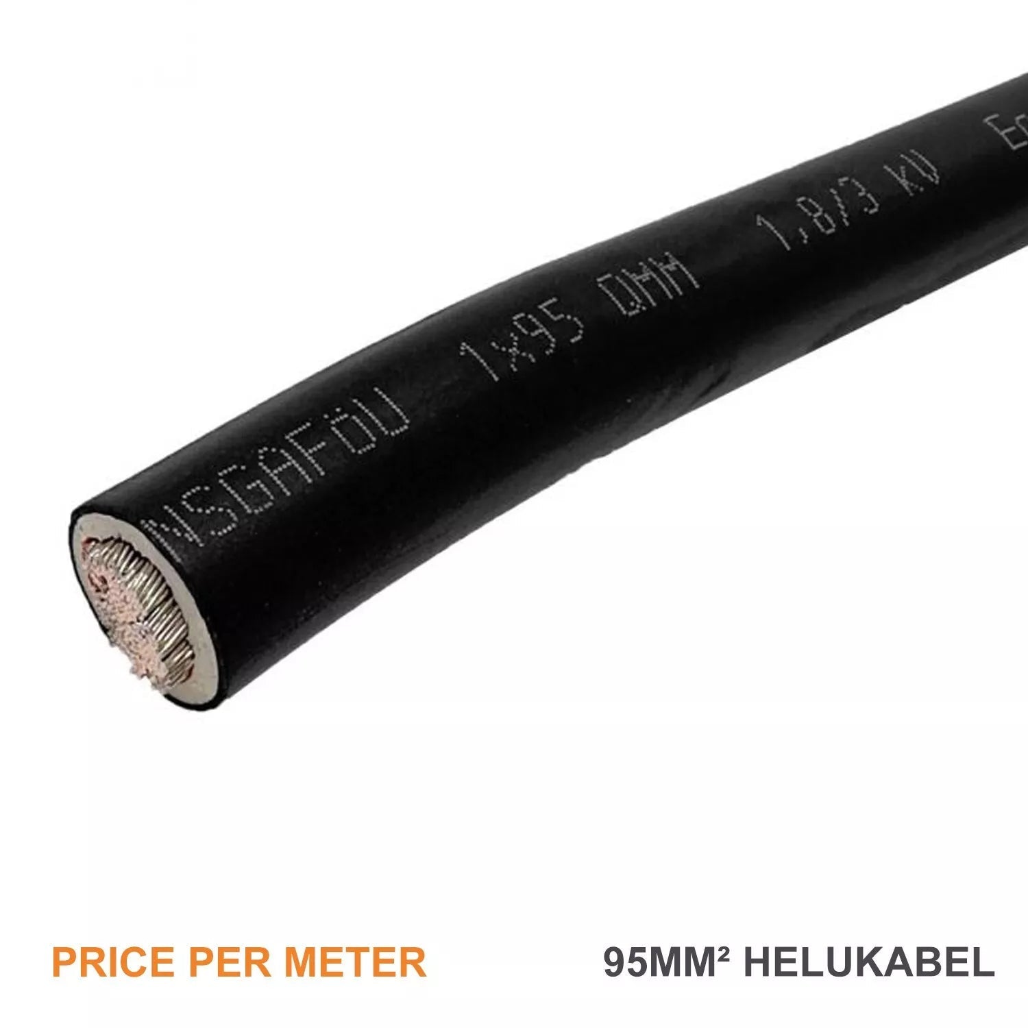 Helukabel 95mm² Cable 500Amps 1.8/3kV Black - Per Meter - Solar/Welding/Batteries