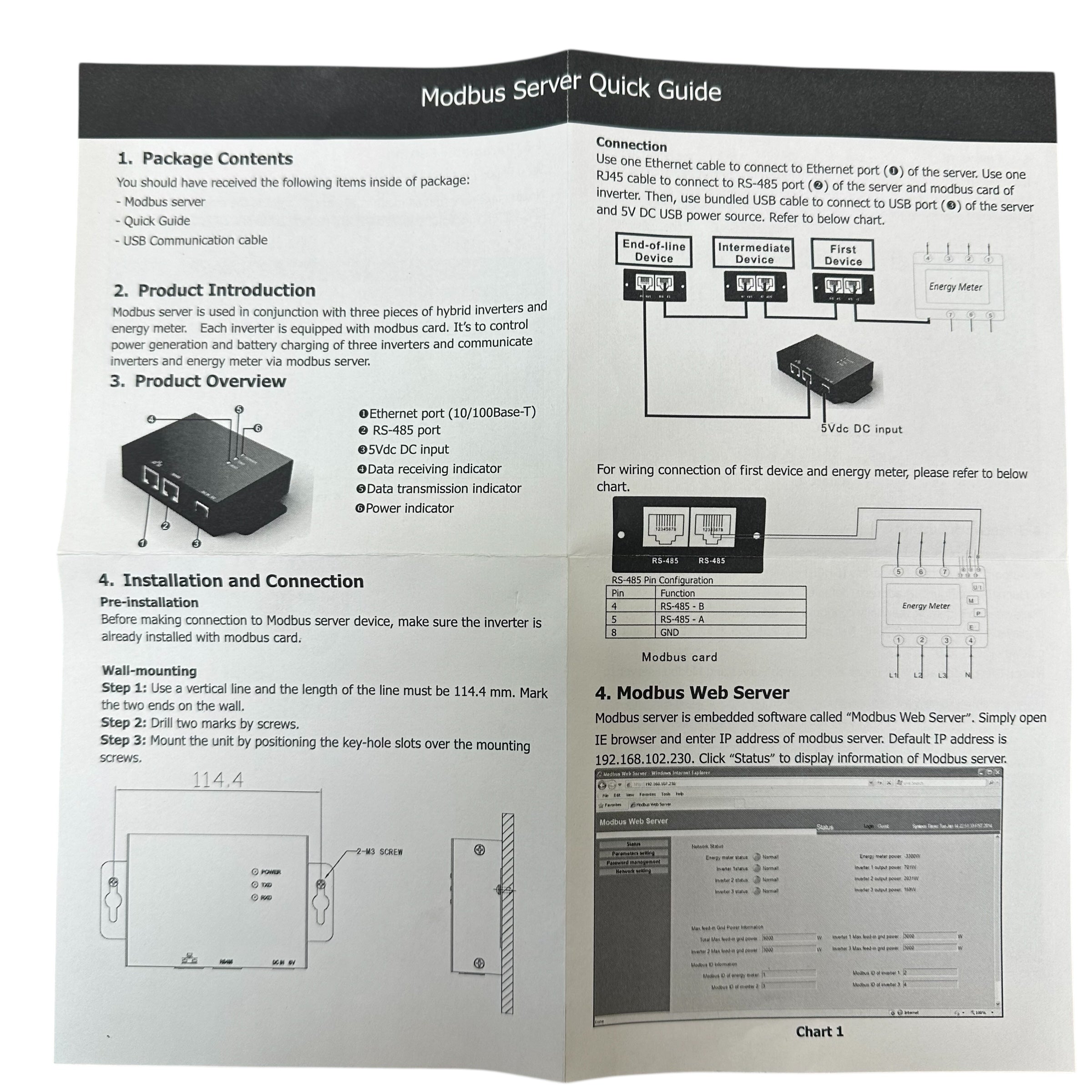 Web Server II Modbus 5Vdc - Monitoring Energy Meters Hybrid Inverters Infinisolar