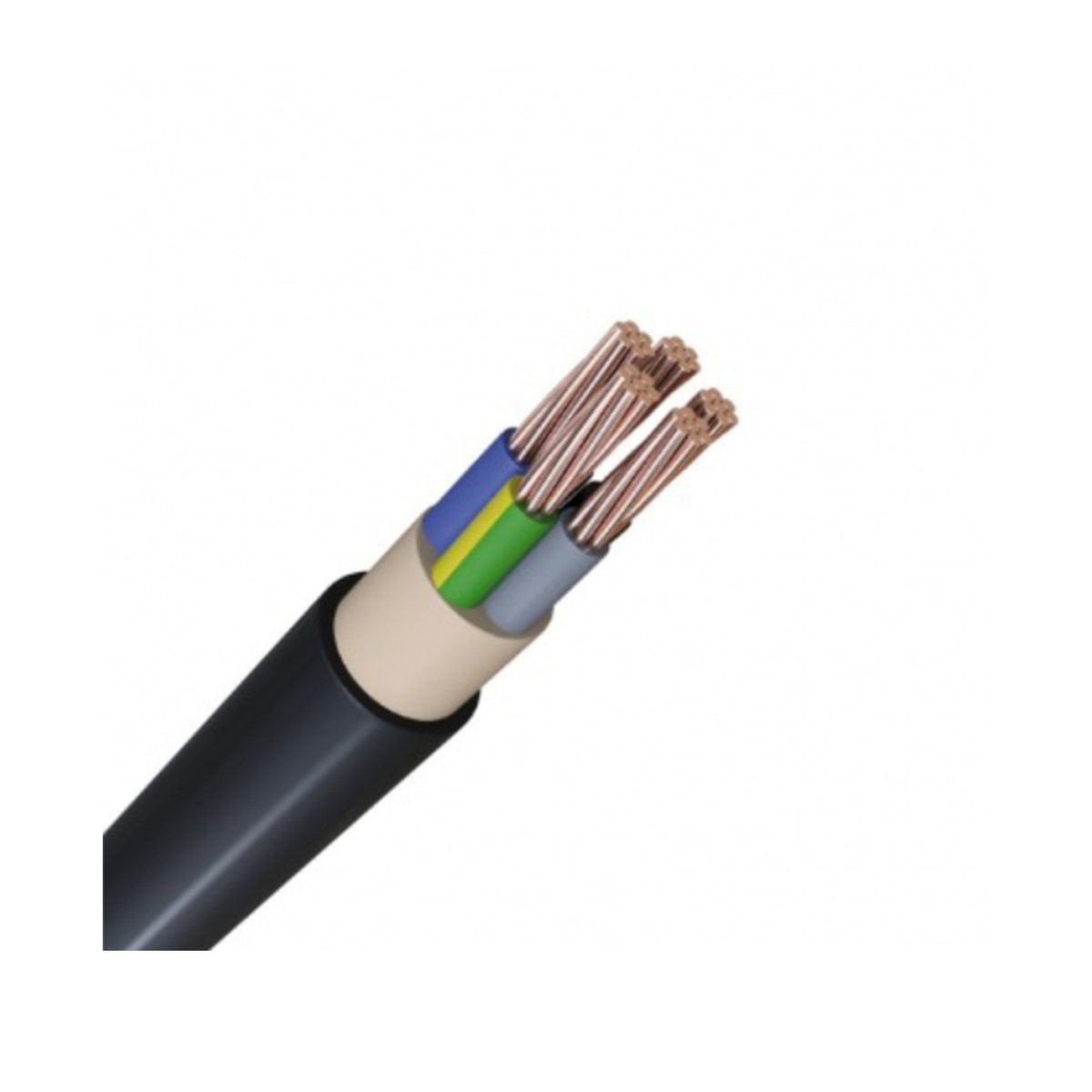 Helukabel 5-core 25mm², 4AWG Black AC Cable 0.6/1kV Three Phase NYY-J