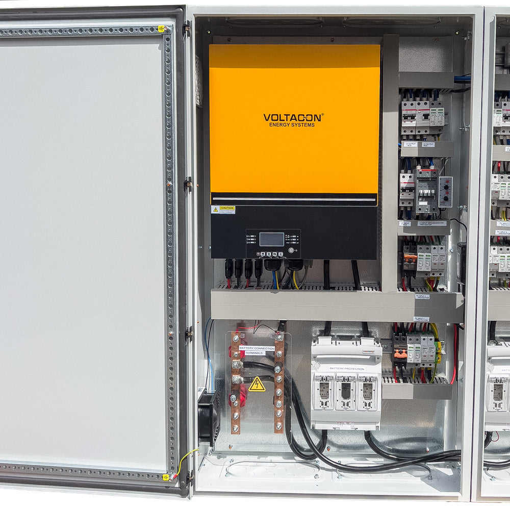 Solar Off-Grid Control Cabinet 16kW Plug n Play Fully Wired Inverters 4 MPPT Battery Chargers