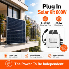 600W Plug In Solar Panel Kit with 625W Bifacial Panel - Microinverter