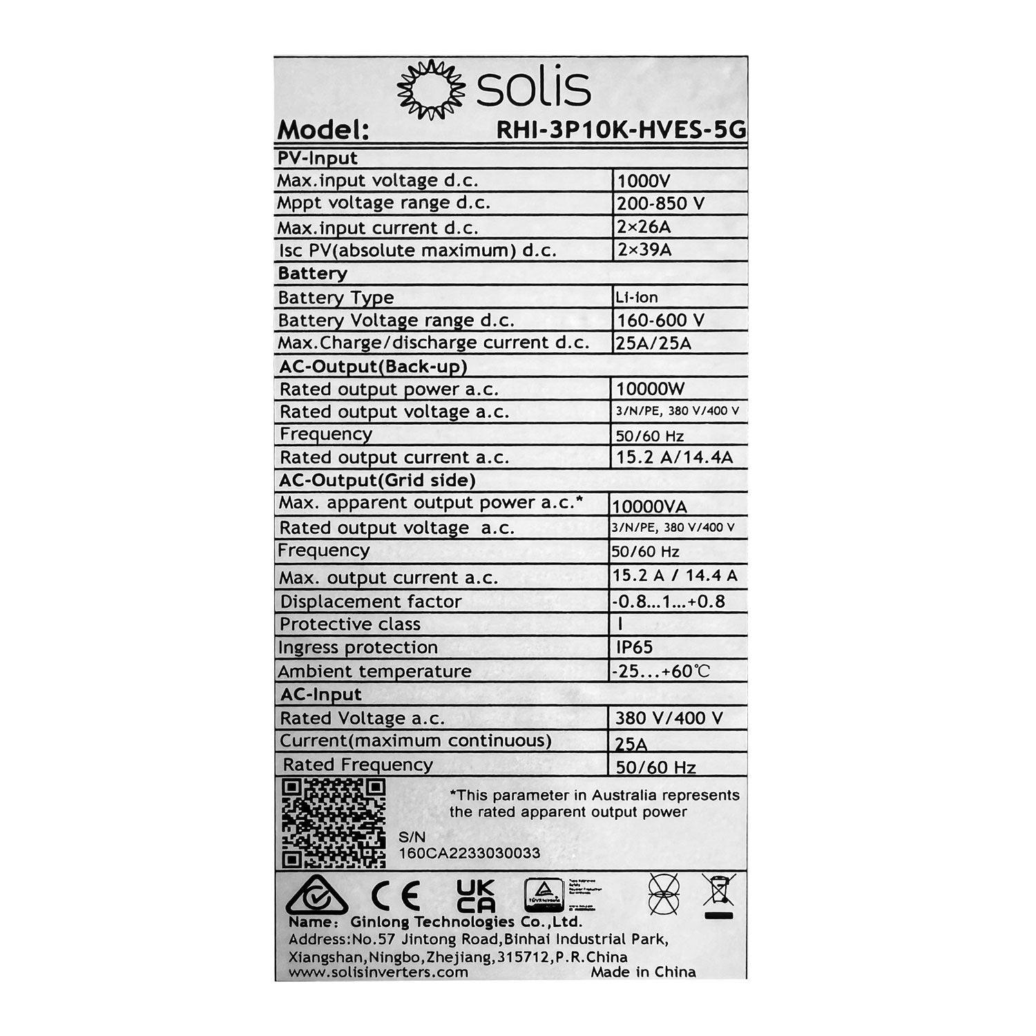 Solis 5G 10kW 400V Hybrid Inverter - 3 Phase With DC (For HV Batteries) - VoltaconSolar