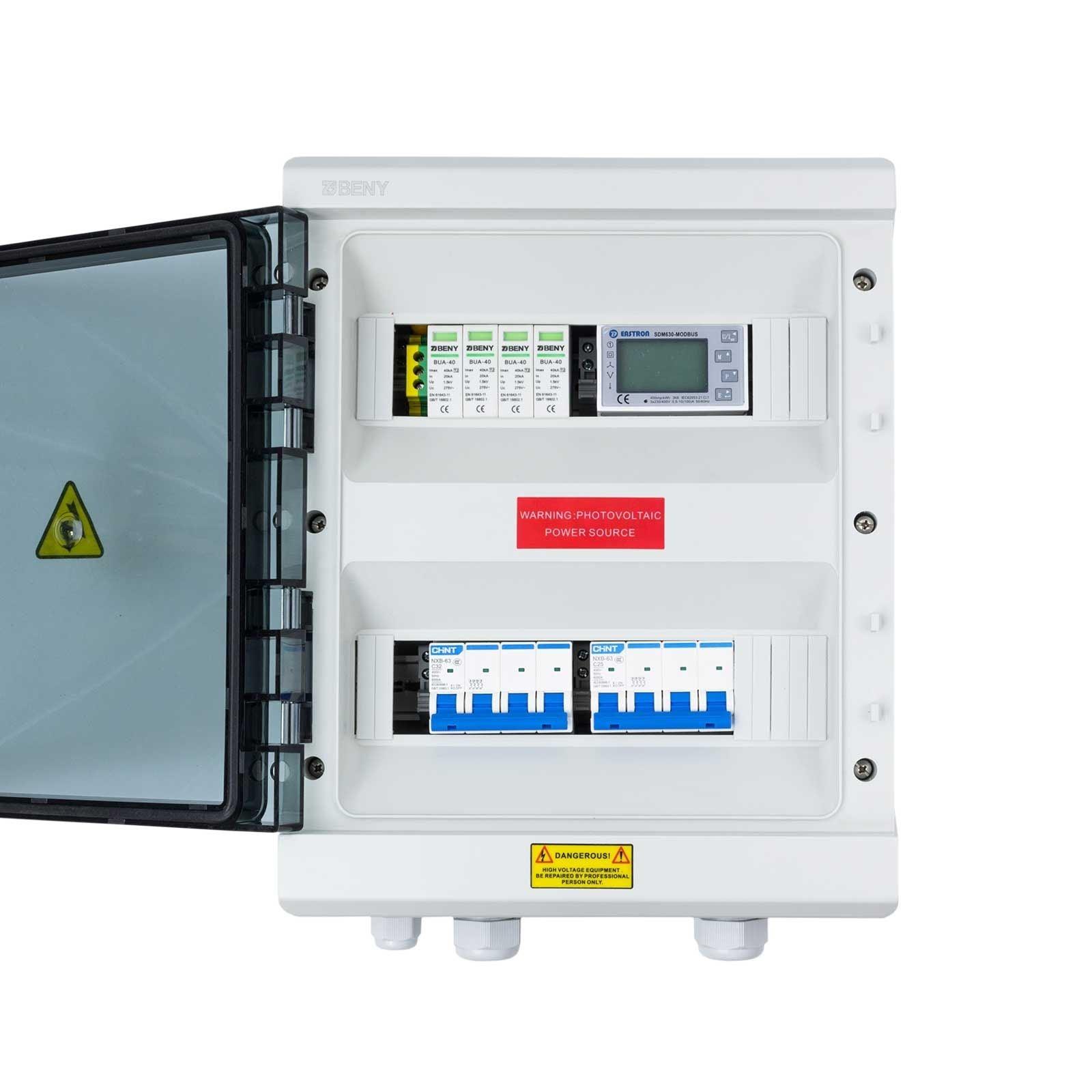 Three Phase Ac Protection Enclosure 15kW, Surge Protection & Energy Meter Eastron V2 - VoltaconSolar