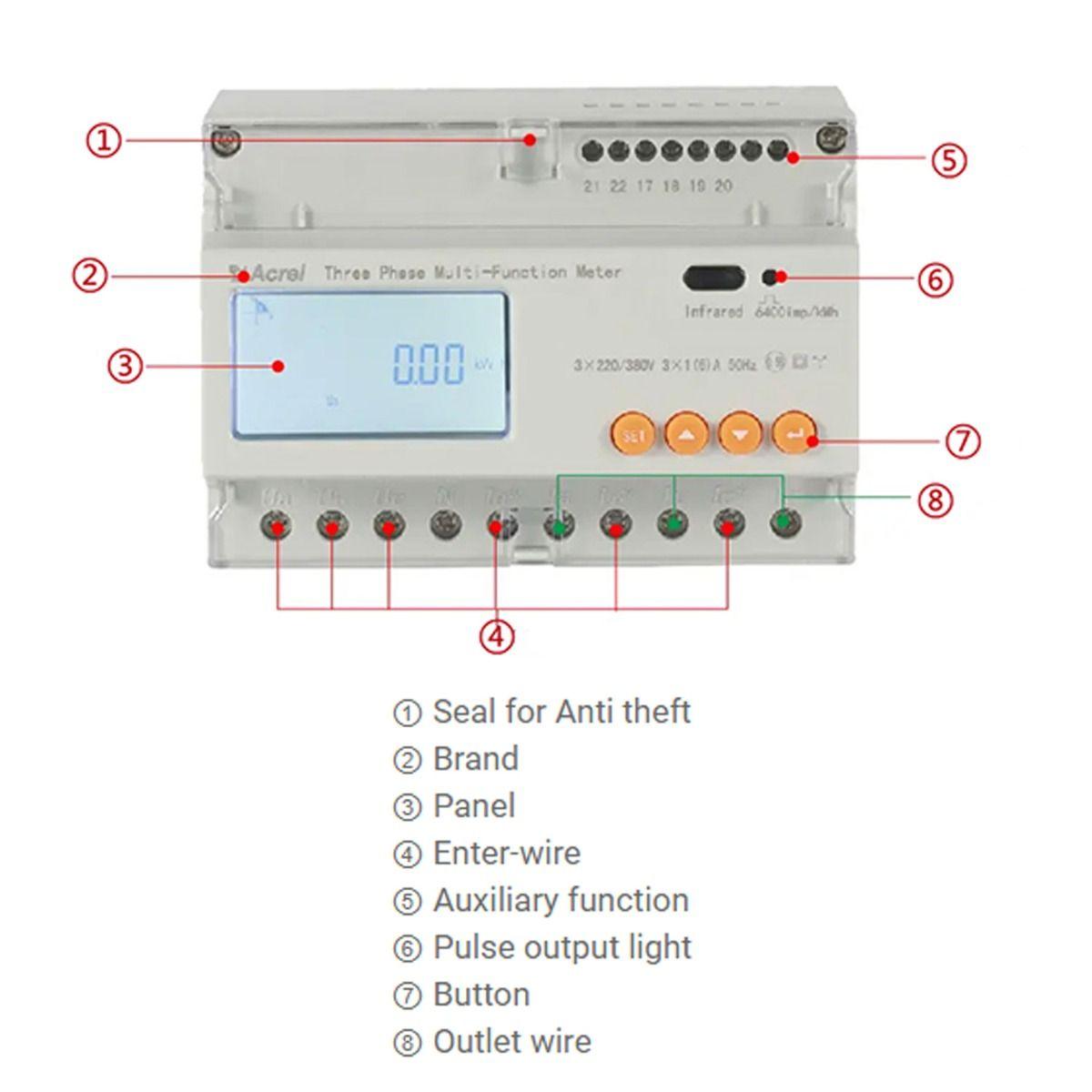 Acrel Three Phase Smart Energy Meter for Solis Inverters - DTSD1352-C - VoltaconSolar