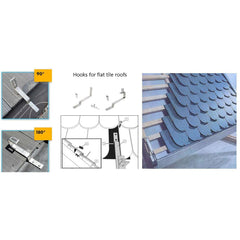 Landscape Orientation - Flat Slate Tile Rosemary Style Roof Hooks Complete Kit - VoltaconSolar