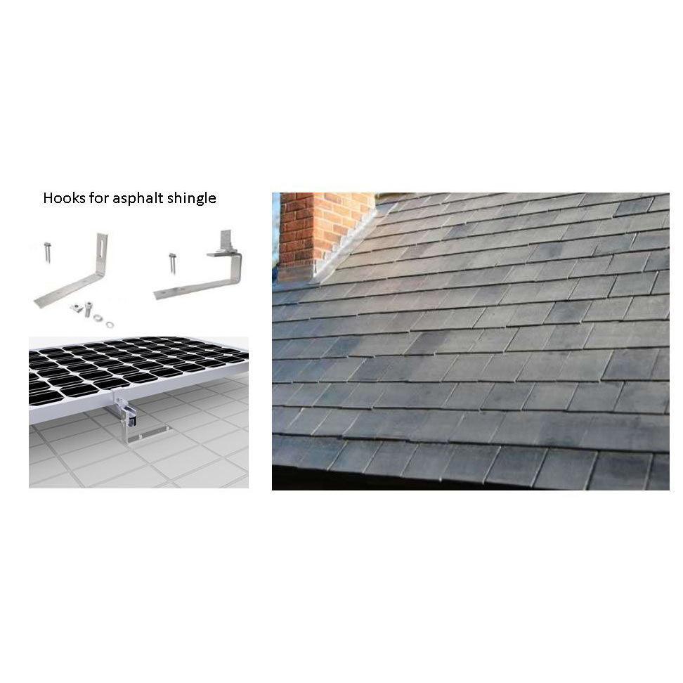 Portrait Orientation - Easy Plan Flat Slate Tile Rosemary Style Roof Hooks Complete Kit - VoltaconSolar