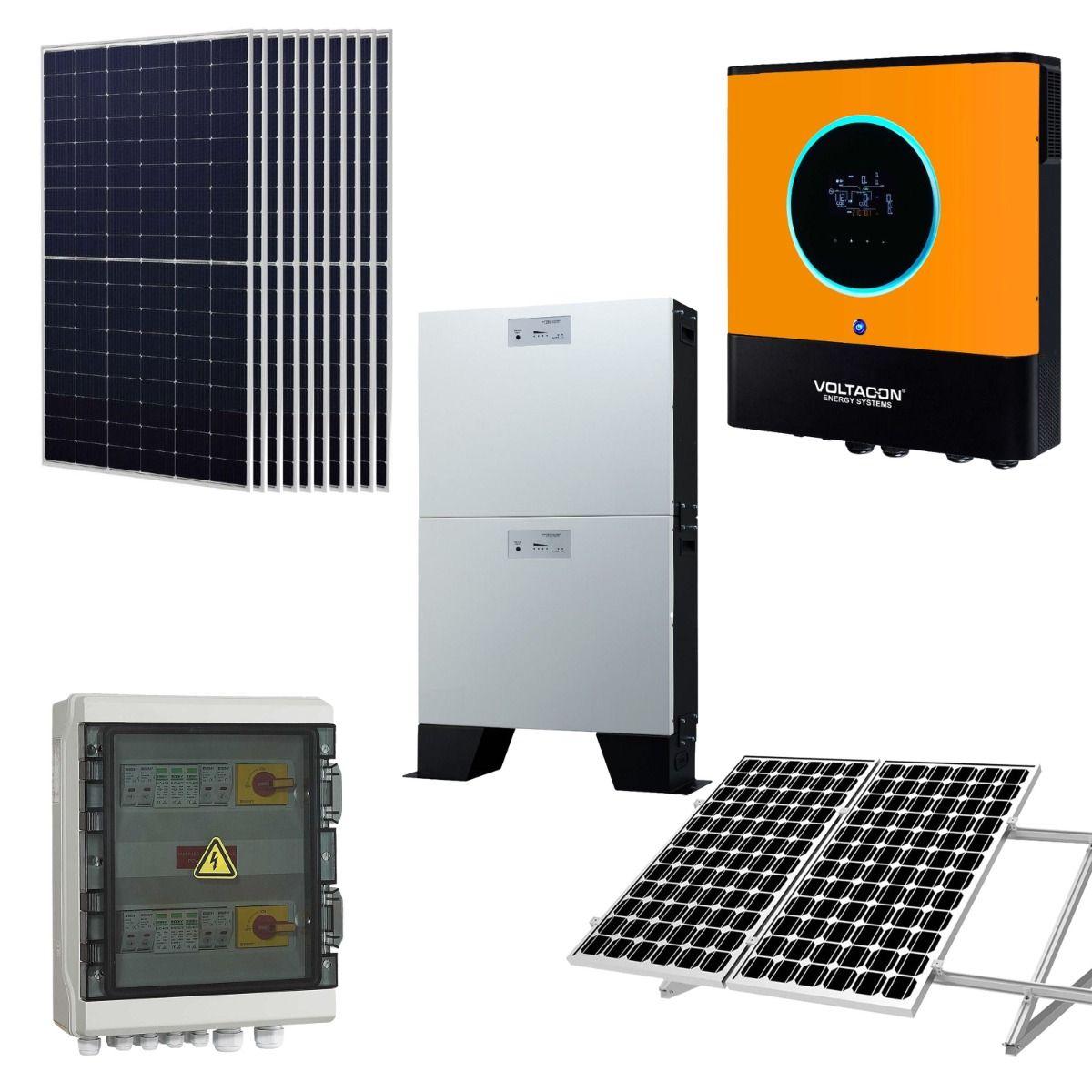 Supreme 8kW Off Grid Kit 4.1kW Solar - Inverter - 15kWh Lithium Ion Batteries - VoltaconSolar